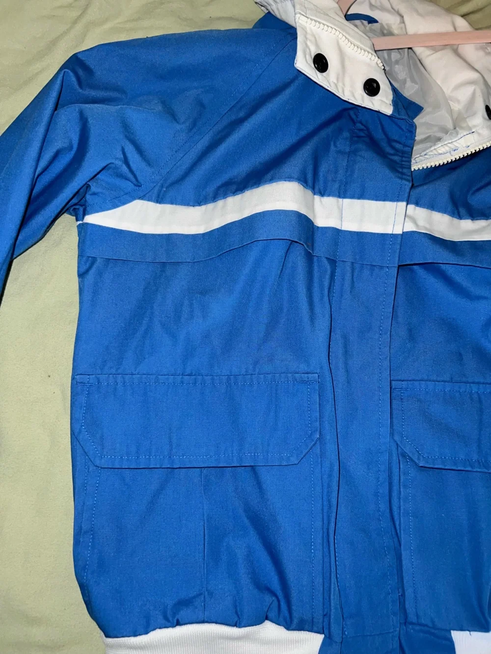 Vintage 1980s Whitefish Bay full-zip unisex bomber jacket  Blue/White Pockets S